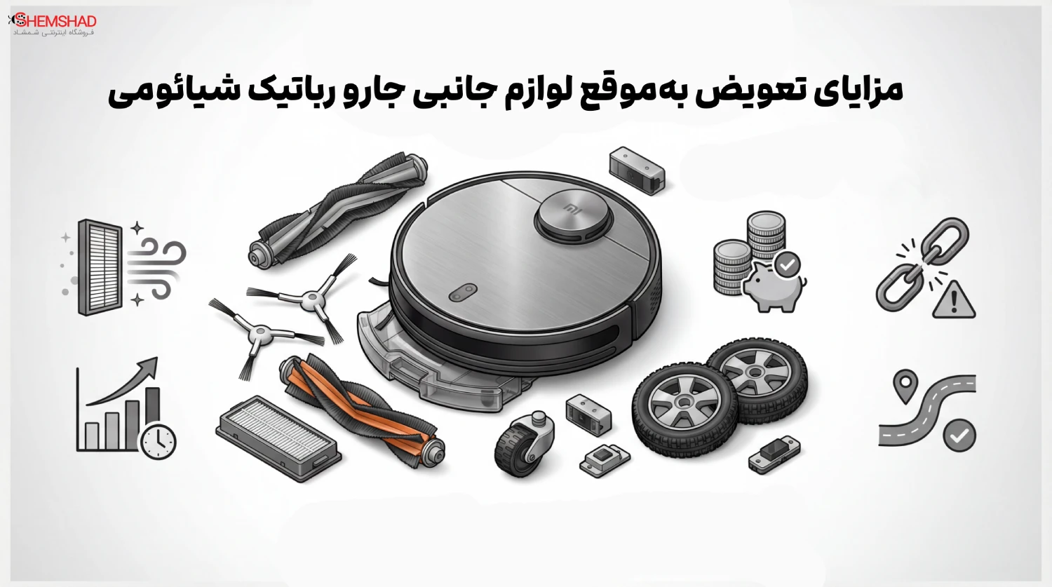 replacing Xiaomi robot vacuum accessories – ShemShad (2) مزایای تعویض بهموقع لوازم جانبی جارو رباتیک شیائومی