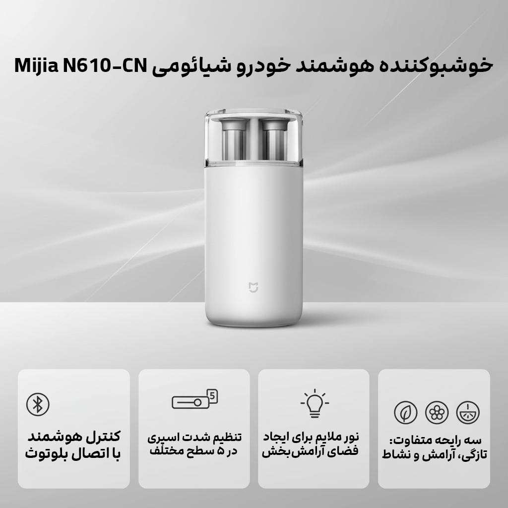 خوشبوکننده شیائومی مدل Mijia N610-CN | تجربه‌ای هوشمند از رایحه، نور و آرامش در خودرو