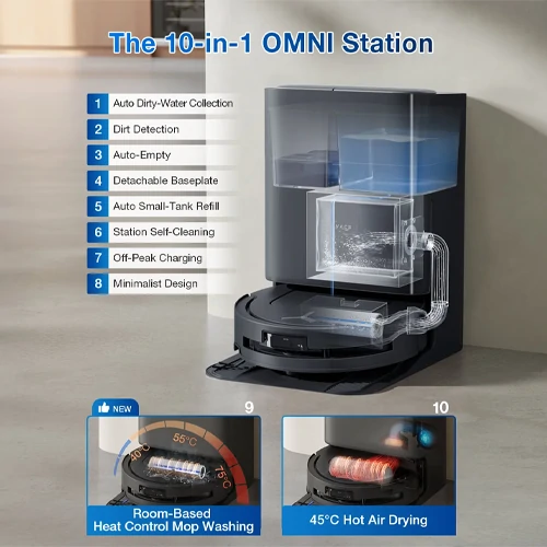 جاروبرقی رباتیک اکووکس مدل Deebot T80 OmniCyclone 21 ECOVACS DEEBOT T80 OMNI - shemshad.com